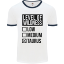 Levels of Wildness Taurus Mens White Ringer T-Shirt White/Navy Blue