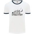 Evolution of a Fisherman Funny Fisherman Mens White Ringer T-Shirt White/Navy Blue