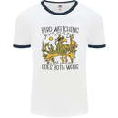 Bird Watching Goes Both Ways Funny Mens Ringer T-Shirt White/Navy Blue