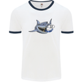 Where Are the Sharks? Scuba Diving Diver Mens White Ringer T-Shirt White/Navy Blue