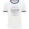 Vintage Year 72nd Birthday 1951 Mens Ringer T-Shirt White/Navy Blue