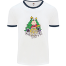 Christmas the Little Drummer Boy Funny Mens White Ringer T-Shirt White/Navy Blue