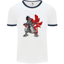 Samurai Spirit MMA Mixed Martial Arts Mens White Ringer T-Shirt White/Navy Blue