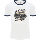 50 Year Old Banger Birthday 50th Year Old Mens Ringer T-Shirt White/Navy Blue