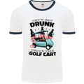 Drunk & Drive the Golf Cart Funny Golfer Mens White Ringer T-Shirt White/Navy Blue