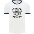 4th Wedding Anniversary 4 Year Funny Wife Mens Ringer T-Shirt White/Navy Blue