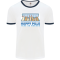 Bunny Rabbit Happy Pills Antidepressant Mens Ringer T-Shirt White/Navy Blue
