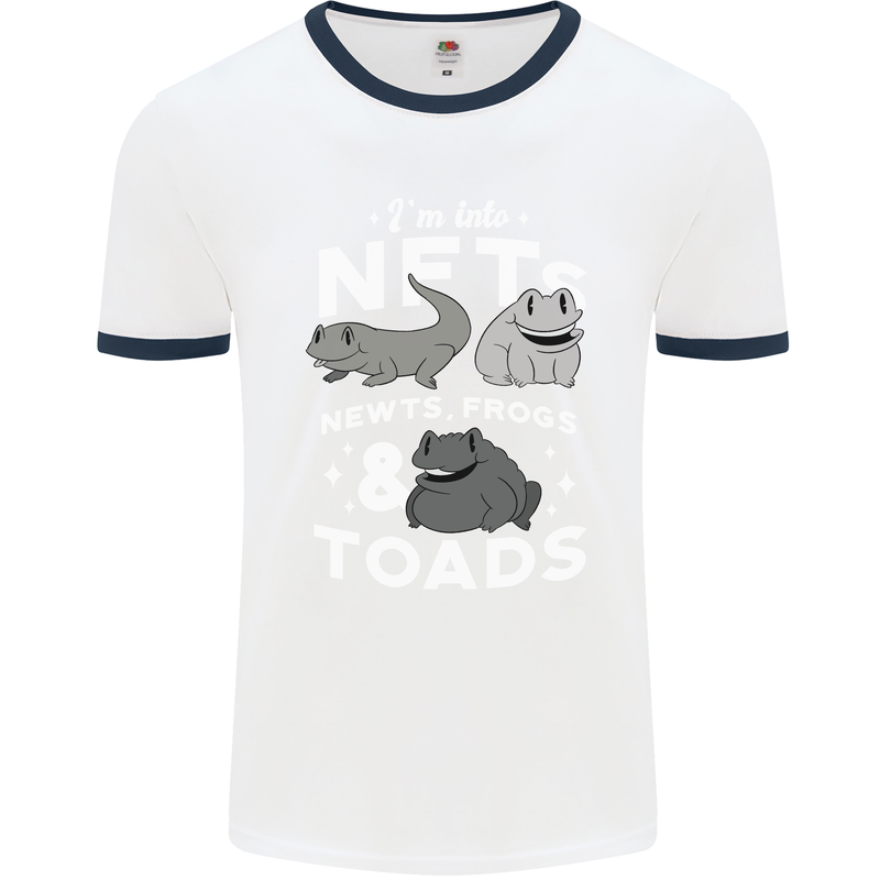 NFT Newts Frogs Toads Mens Ringer T-Shirt White/Navy Blue