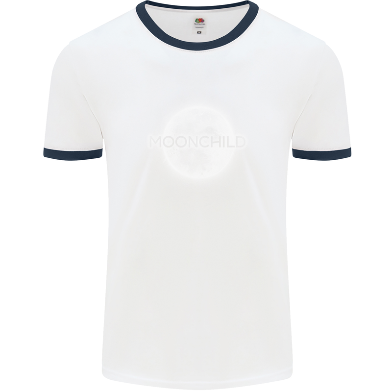 Moonchild Cancer Zodiac Mens Ringer T-Shirt White/Navy Blue