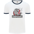 Grandpa Grandpasaurus Grandparent's Day Mens White Ringer T-Shirt White/Navy Blue