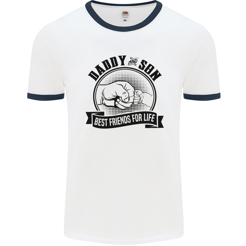 Daddy & Son Best FriendsFather's Day Mens White Ringer T-Shirt White/Navy Blue