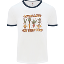 Vegan Living Life on the Veg Vegetarian Mens White Ringer T-Shirt White/Navy Blue