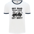 Off Road Driving Club Get Dirty 4x4 Funny Mens White Ringer T-Shirt White/Navy Blue