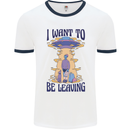 Alien UFO I Want to Be Leaving Mens White Ringer T-Shirt White/Navy Blue