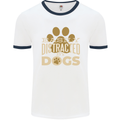 Easily Distracted By Dogs Funny ADHD Mens White Ringer T-Shirt White/Navy Blue