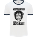 Chimp Evolved Dessendant Funny Monkey Ape Mens White Ringer T-Shirt White/Navy Blue