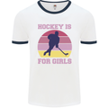 Hockey is For Girls Funny Ice Street Mens Ringer T-Shirt White/Navy Blue
