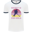 Hockey is For Girls Funny Ice Street Mens Ringer T-Shirt White/Navy Blue