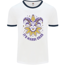 Its Mardi Gras Mens White Ringer T-Shirt White/Navy Blue