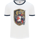 Knights Templar England St Georges Day Mens White Ringer T-Shirt White/Navy Blue