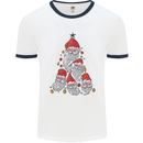 Santa Clause Christmas Tree Mens White Ringer T-Shirt White/Navy Blue