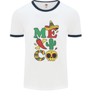 Symbols of Mexico Mens Ringer T-Shirt White/Navy Blue