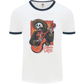 Mariachi Skeleton Cinco De Mayo Skull Mens White Ringer T-Shirt White/Navy Blue