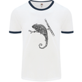 Steampunk Chameleon Mens White Ringer T-Shirt White/Navy Blue