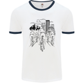 Bike Ride Cycling Cyclist Bicycle Road MTB Mens White Ringer T-Shirt White/Navy Blue