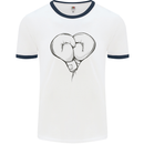 Skull Skeleton Boxing MMA Muay Thai Boxer Mens White Ringer T-Shirt White/Navy Blue