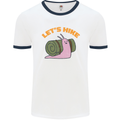 Let's Hike Funny Slug Trekking Walking Mens White Ringer T-Shirt White/Navy Blue