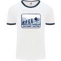 Snowboarding Evolution Funny Snowboarder Mens White Ringer T-Shirt White/Navy Blue