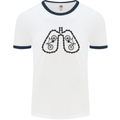 Bicycle Lungs Funny Cycling Bike Cyclist Mens White Ringer T-Shirt White/Navy Blue