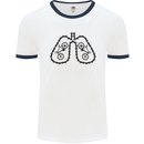 Bicycle Lungs Funny Cycling Bike Cyclist Mens White Ringer T-Shirt White/Navy Blue