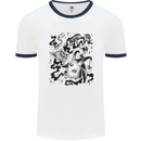 Dark Magic Black Voodoo Magic Mushrooms Mens Ringer T-Shirt White/Navy Blue