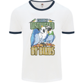 Easily Distracted by Bird Watching Mens White Ringer T-Shirt White/Navy Blue
