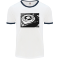 Northern Soul Turntable DJ Decks Vinyl Mens White Ringer T-Shirt White/Navy Blue