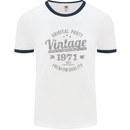 Vintage Year 52nd Birthday 1971 Mens Ringer T-Shirt White/Navy Blue