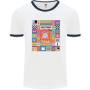 A Vibrant Sagittarius Star Sign Zodiac Mens Ringer T-Shirt White/Navy Blue