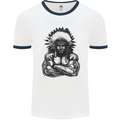 Gym Chief Training Top Bodybuilding MMA Mens White Ringer T-Shirt White/Navy Blue