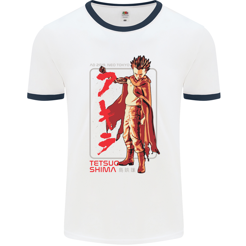 Tetsuo Shima Japanese Anime Mens White Ringer T-Shirt White/Navy Blue