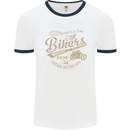 Bikers Speedway Racing Mens White Ringer T-Shirt White/Navy Blue