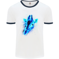 A Giraffe Watercolour Mens White Ringer T-Shirt White/Navy Blue