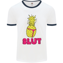 Pineapple Slut Funny Movie Theme Mens White Ringer T-Shirt White/Navy Blue