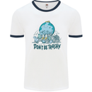 Don't Be Trashy Climate Change Environment Mens Ringer T-Shirt White/Navy Blue