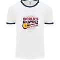 World's Okayest Guitar Player Funny Mens White Ringer T-Shirt White/Navy Blue