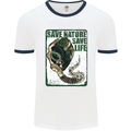 Save Nature Environment Climate Change Life Mens White Ringer T-Shirt White/Navy Blue