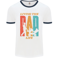 Fathers Day Living the Dad Life Twins Funny Mens White Ringer T-Shirt White/Navy Blue