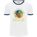 Sloth Hiking Team Funny Trekking Walking Mens White Ringer T-Shirt White/Navy Blue