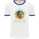Sloth Hiking Team Funny Trekking Walking Mens White Ringer T-Shirt White/Navy Blue